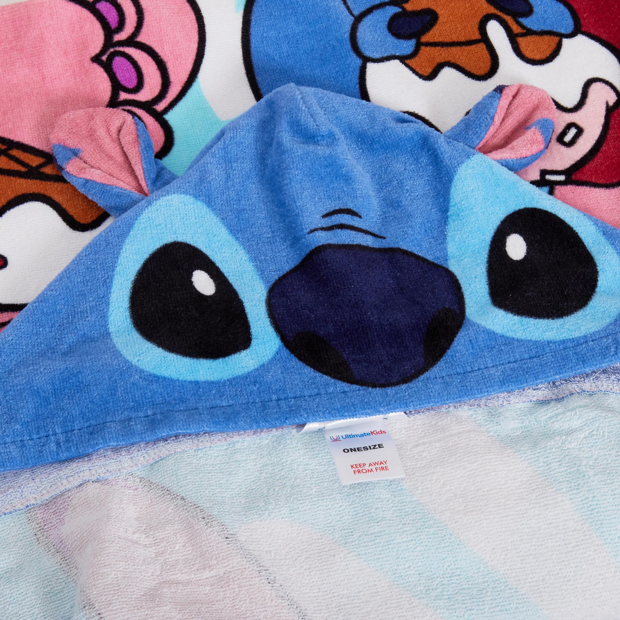 Disney Stitch Hooded Towel for Kids - 100% Cotton Angel Poncho, Beach & Bath Towel, Swimming Wrap & Changing Robe - Perfect for Pool, Beach, Bath Time & After-Swim Warmth