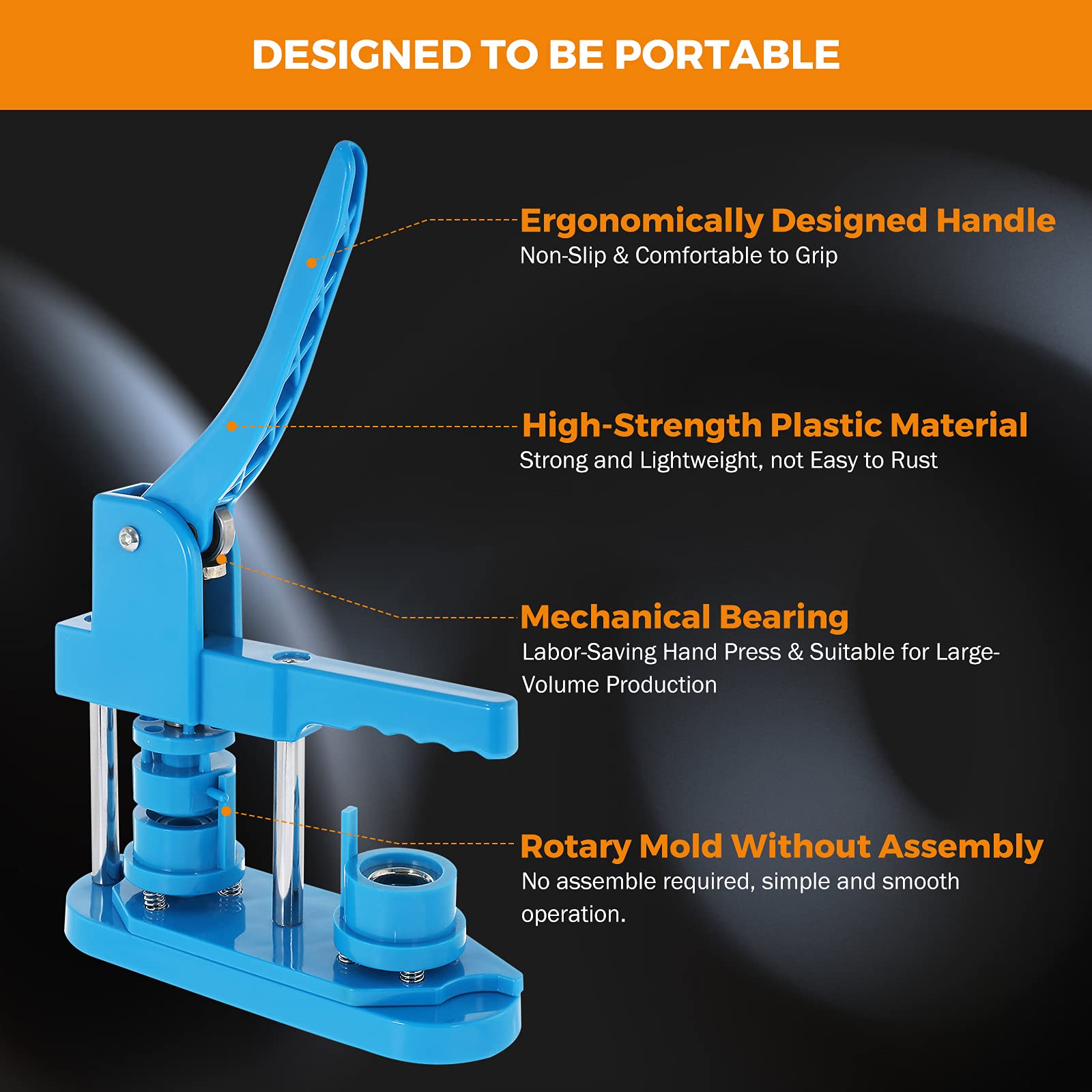 BEAMNOVA 1 Inch Button Maker Machine Kit - 25mm Round Pin Badge Maker with 200 Button Parts & Rotary Press - DIY Custom Buttons for Crafts, Events, Promotions (Blue) - Perfect for School Projects, Fundraisers, and Personalized Gifts