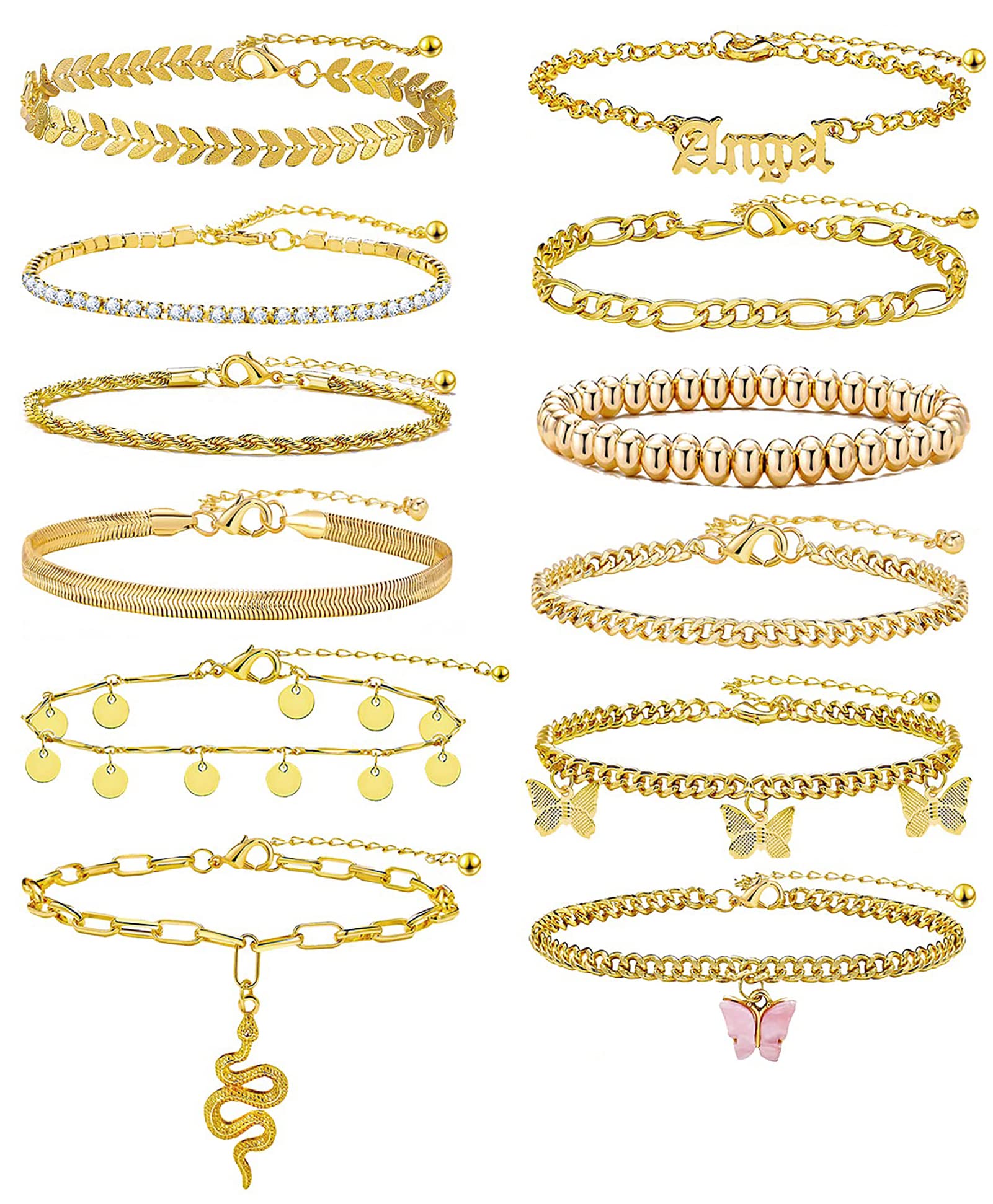 Elegant Gold & Silver Adjustable Ankle Bracelets for Women - Boho Chic Butterfly Foot Chain Anklet Set for Girls | Perfect for Beach, Summer Outfits & Festival Accessories