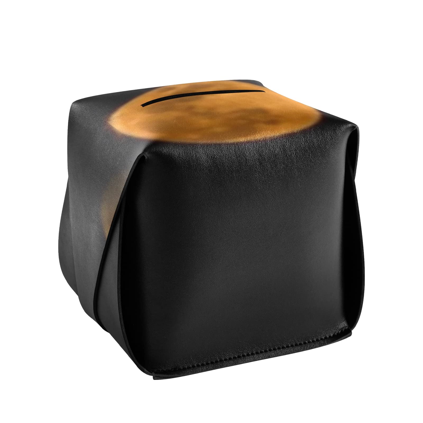 Modern PU Leather Moon Phase Tissue Box Cover - Decorative Square Holder for Bathroom, Coffee Table, Dresser, Nightstand, Office & Car (5.7
