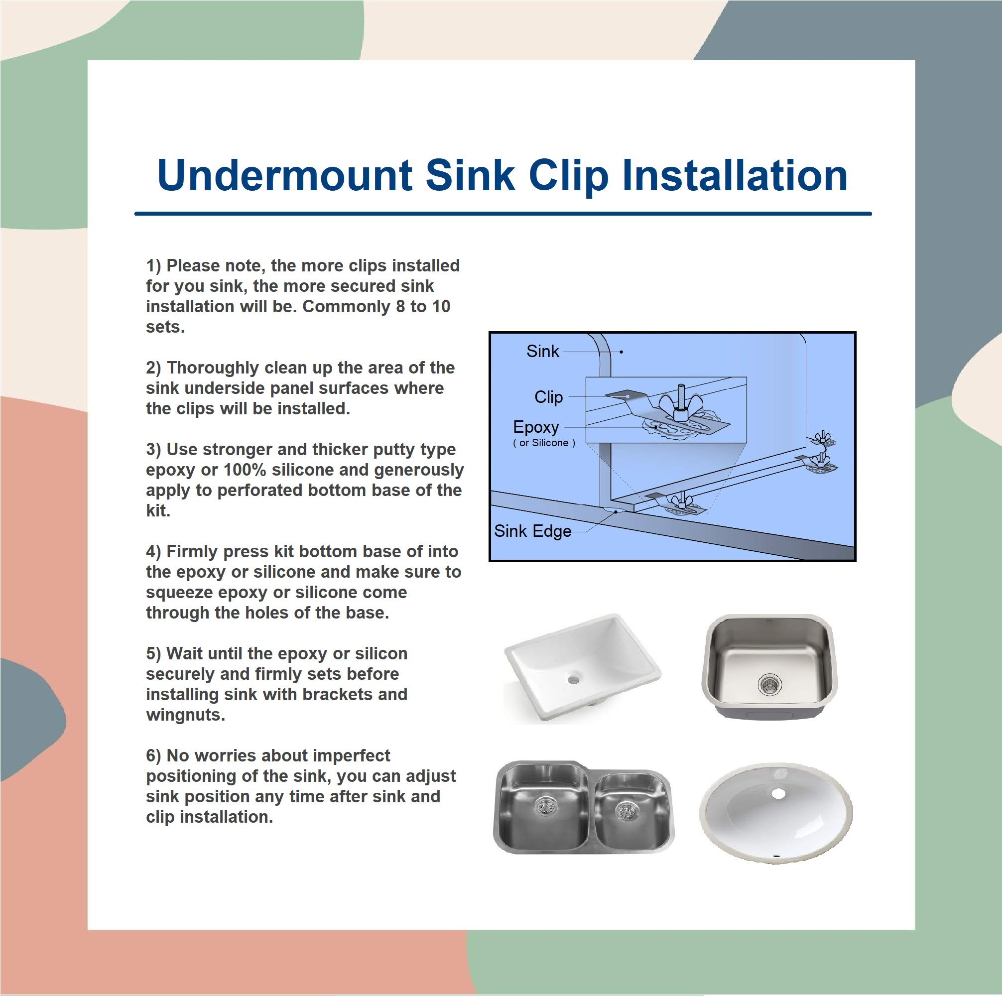 10-Pack Undermount Sink Clips & Brackets - Stainless Steel Sink Support Clamps for Kitchen & Bathroom Installation - Fits Marble, Granite, Ceramic Vanity Countertops - Durable Repair Kit for Secure Sink Mounting (Perfect for DIY Home Renovation & Professional Countertop Installation)
