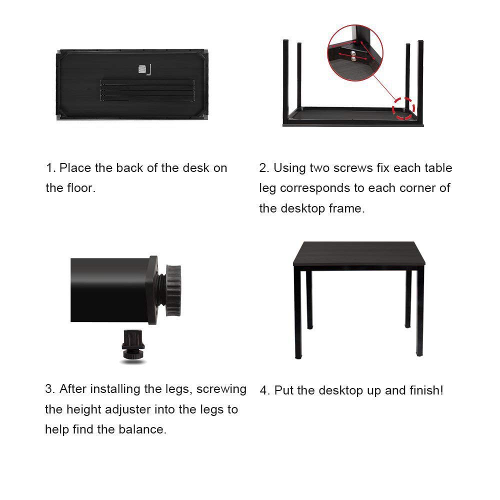 SogesPower 39 Inch Modern Simple Computer Desk for Home Office - Small Writing Study Desk with Sturdy Frame, Space-Saving Design - Perfect for Remote Work, Online Classes & Gaming Setup (Black)