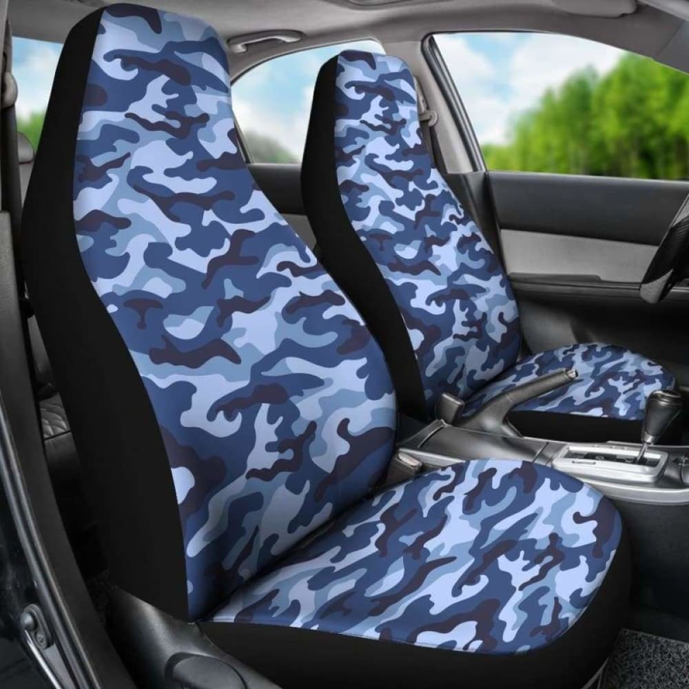 Premium Blue Camouflage Car Seat Covers - Universal Fit for Cars, Trucks & SUVs - Durable Neoprene Material - Perfect for Outdoor Adventures, Hunting & Road Trips