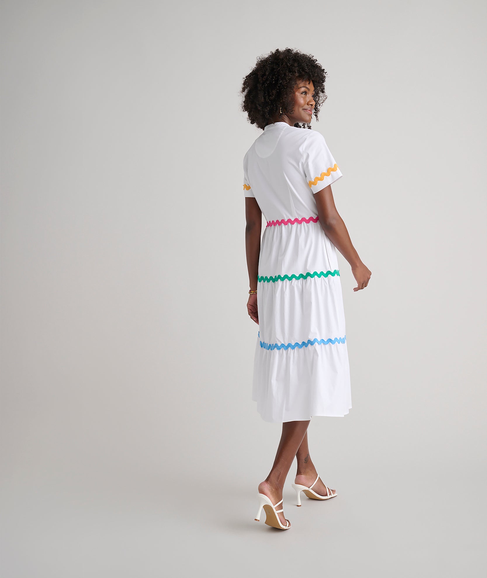 Stretch Cotton Ric Rac Tiered Justine Dress - Flowy Summer Dress for Women, Casual & Party Wear, Perfect for Beach, Vacation, and Date Nights