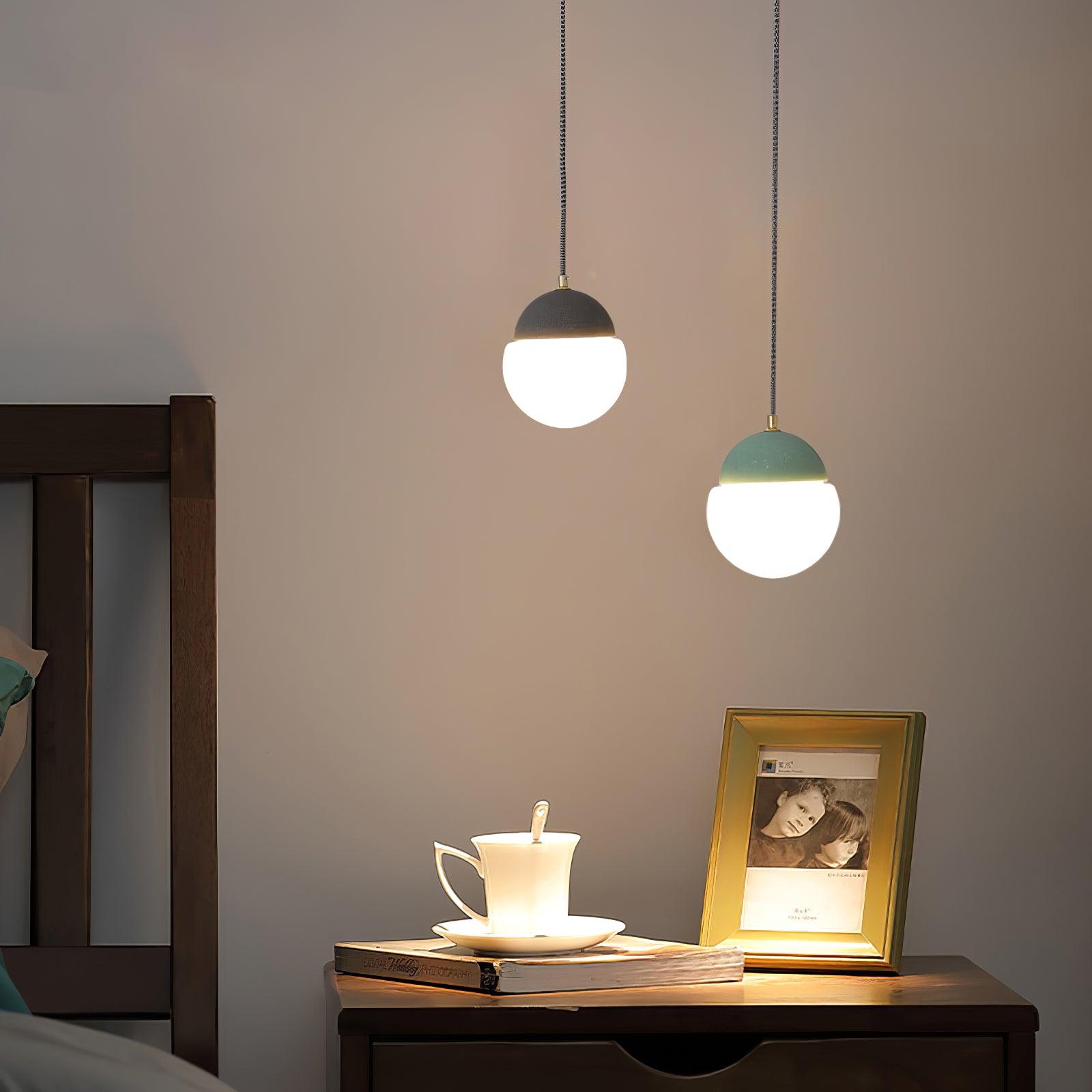 Modern Cement Eclipse Pendant Light - Industrial Style Hanging Lamp for Kitchen Island, Dining Room & Living Room Decor