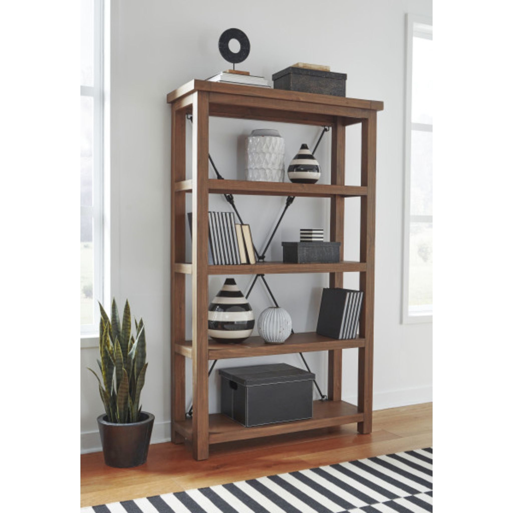 Flint Oak Autumn Shelving Unit - Rustic Wooden Bookshelf for Home & Office Organization | Perfect for Living Room, Bedroom, and Study Decor