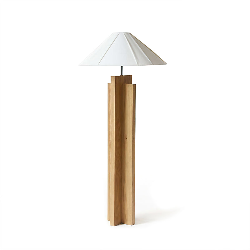Crossbase Wooden Floor Lamp - Modern Standing Light for Living Room, Bedroom & Office - Adjustable Height & Warm White LED Bulb Included - Perfect for Reading, Relaxing & Ambient Lighting