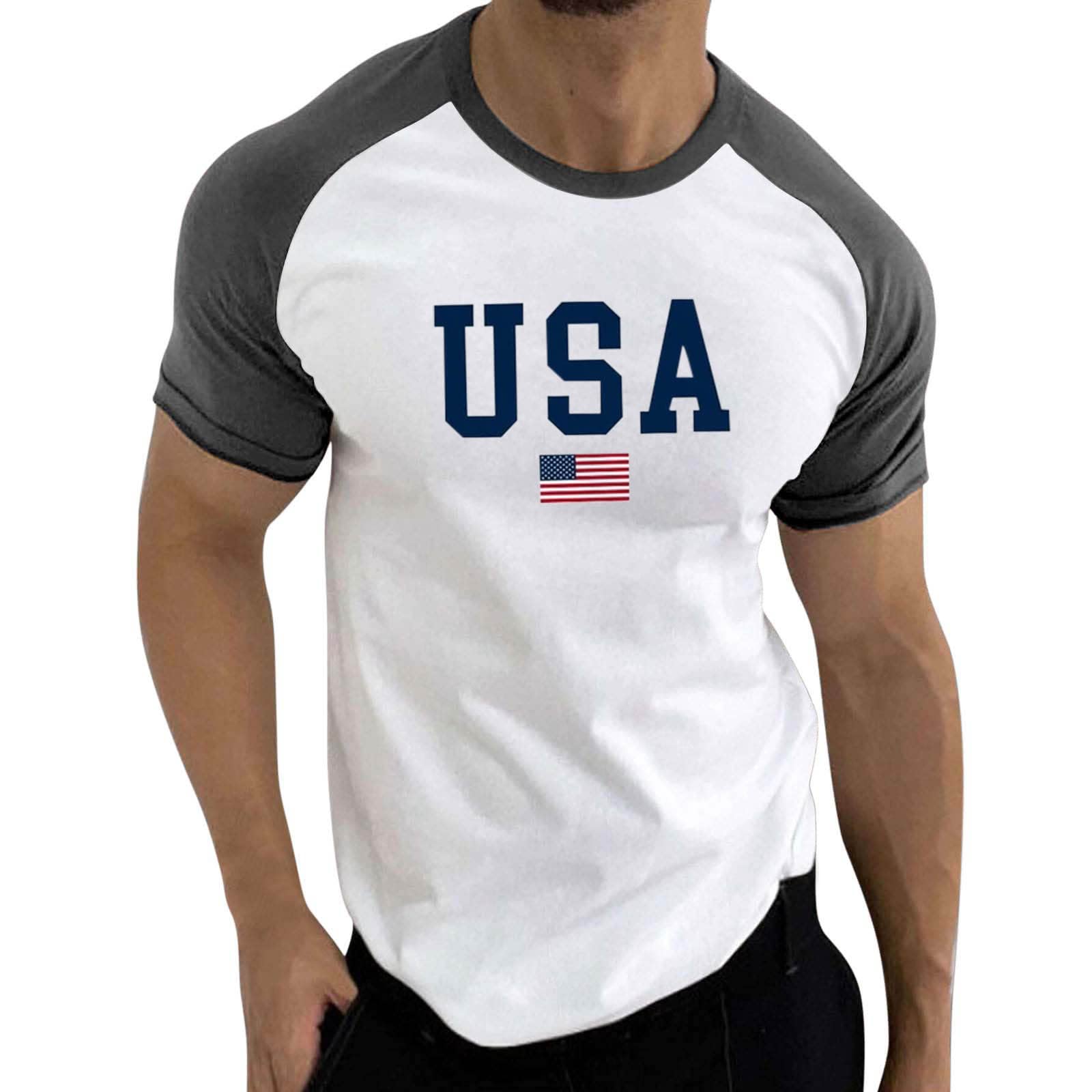 USA Flag Printed Men's Fashion T-Shirt - Realistic Patriotic Crewneck Pullover for 4th of July, Independence Day & Casual Wear | American Pride Graphic Tee for Summer Outfits & Holiday Events
