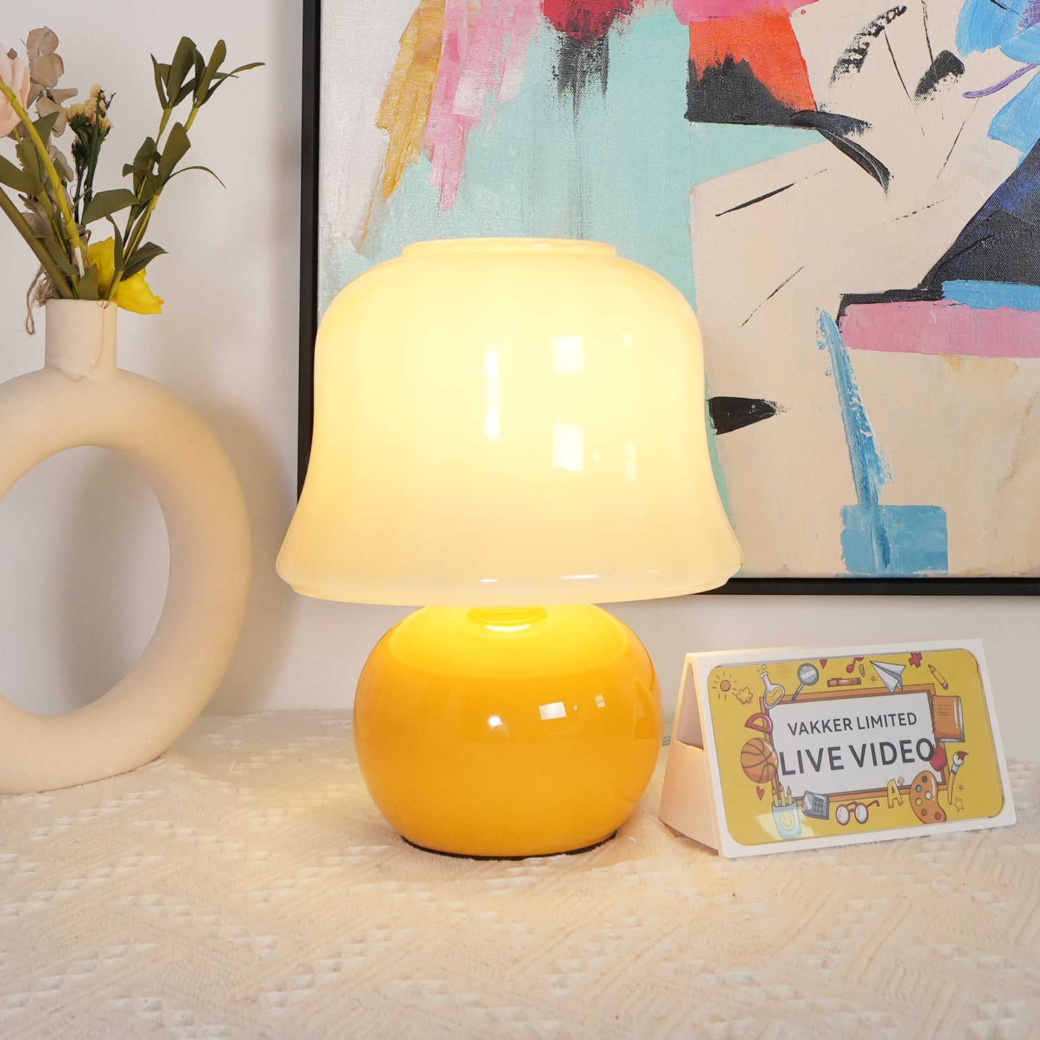 Creamy Mushroom Table Lamp - Soft Glow Night Light for Bedroom, Nursery, Living Room - Modern Decorative Lighting for Cozy Ambiance
