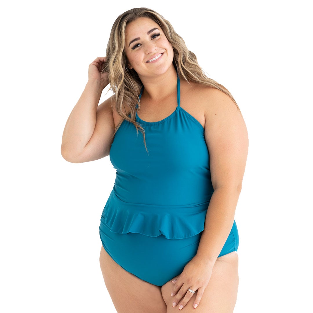 High Neck Peplum Tankini Top for Women - Flattering Swimwear with Adjustable Straps & UPF 50+ Protection - Perfect for Beach, Pool & Summer Vacations