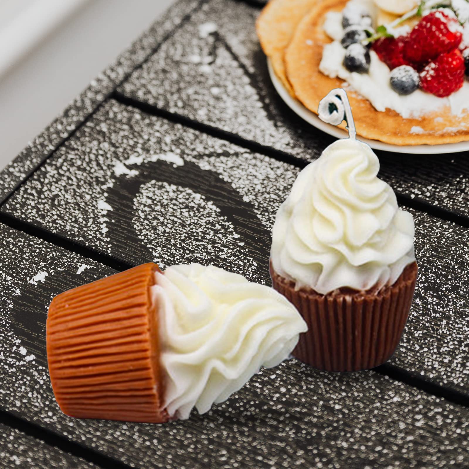 2PCS Silicone Candle Molds - Cupcake Shaped Soap Molds for DIY Epoxy Resin Casting, Cute 3D Ice Cream Chocolate Fondant Cake Molds for Candle, Soap, Wax, Clay Crafts - Perfect for Home Decor, Party Favors & Gift Making