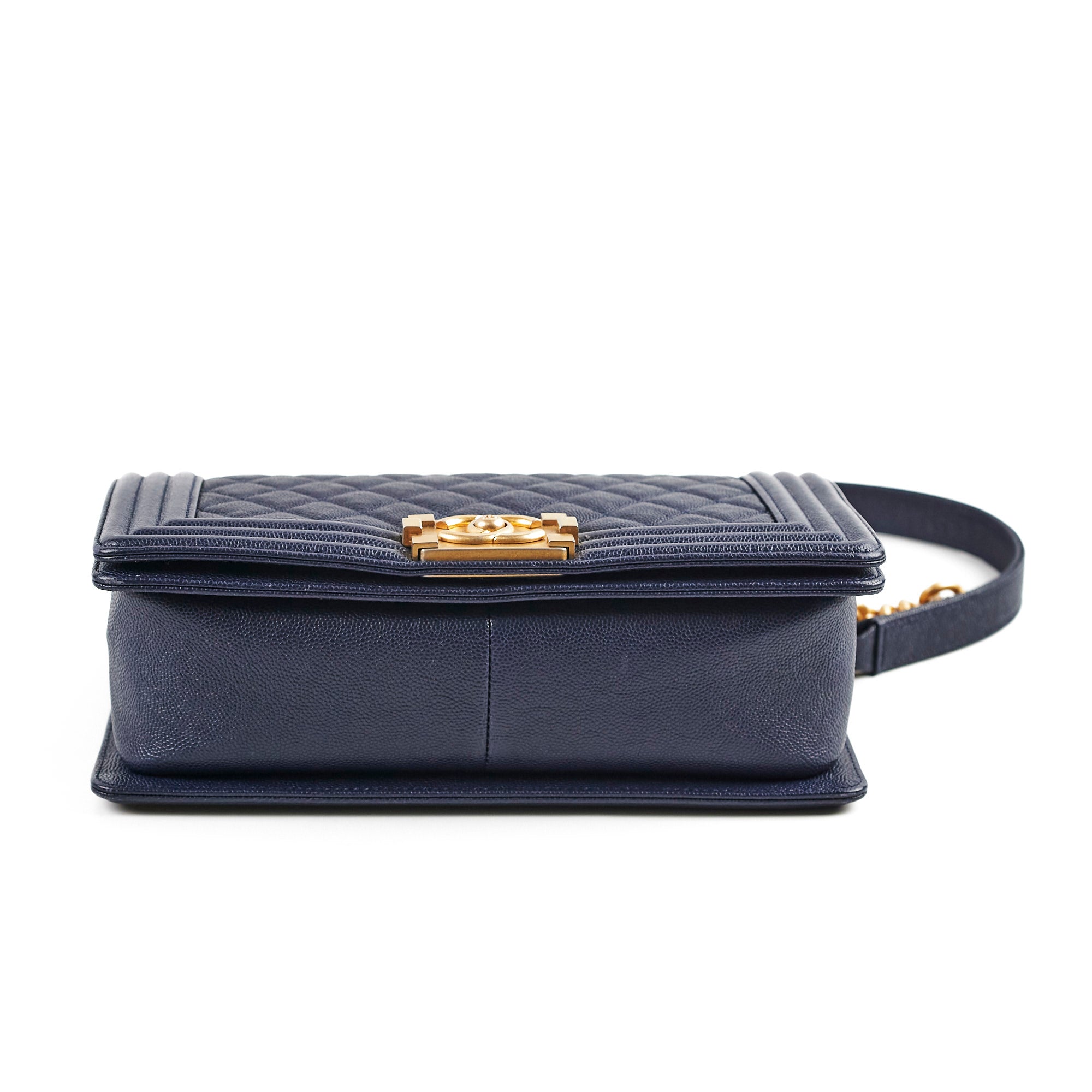 Chanel Caviar Leather Old Medium Boy Bag in Navy Blue - 25 Series | Luxury Handbag for Women, Perfect for Evening Events & Daily Use
