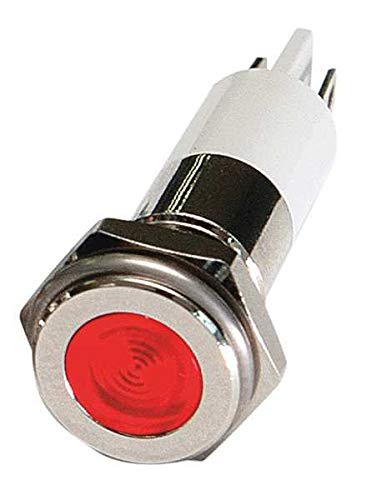 12V DC Flat Red Indicator Light - LED Panel Mount Signal Lamp for Automotive, Marine & Industrial Equipment - Ideal for Dashboards, Control Panels & Machinery Alarms