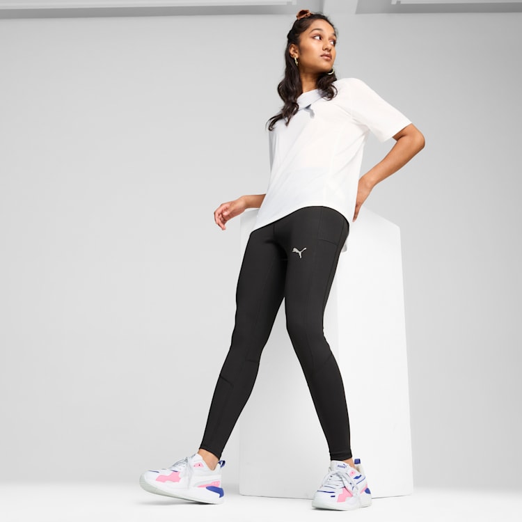 PUMA Women's EVOSTRIPE Black Workout Tights - High Waisted Yoga Pants for Running, Gym & Fitness Training