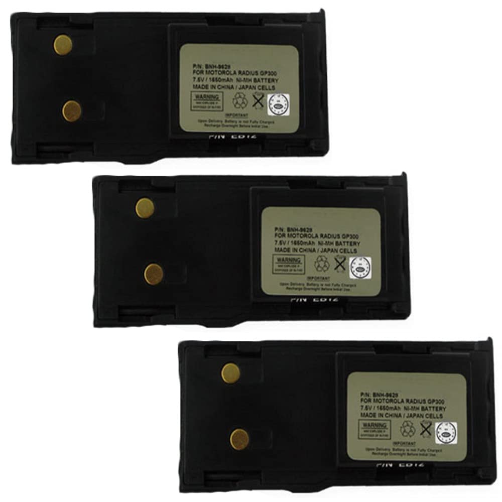 Synergy Digital 2-Way Radio Batteries for Motorola GTX Privacy Plus - Ni-MH 7.5V 1650mAh Rechargeable Battery Pack (3-Pack) | Perfect for Security, Construction & Outdoor Communication