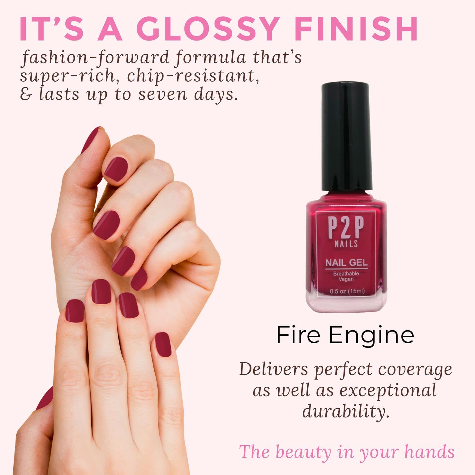 Vegan Red Nail Gel Polish Kit - Quick Dry, Long Lasting & Non-Toxic Nail Art Gel with Smooth Texture - Professional Salon Quality Manicure for Women - Perfect for Parties, Weddings & Everyday Wear (Fire Engine Red)