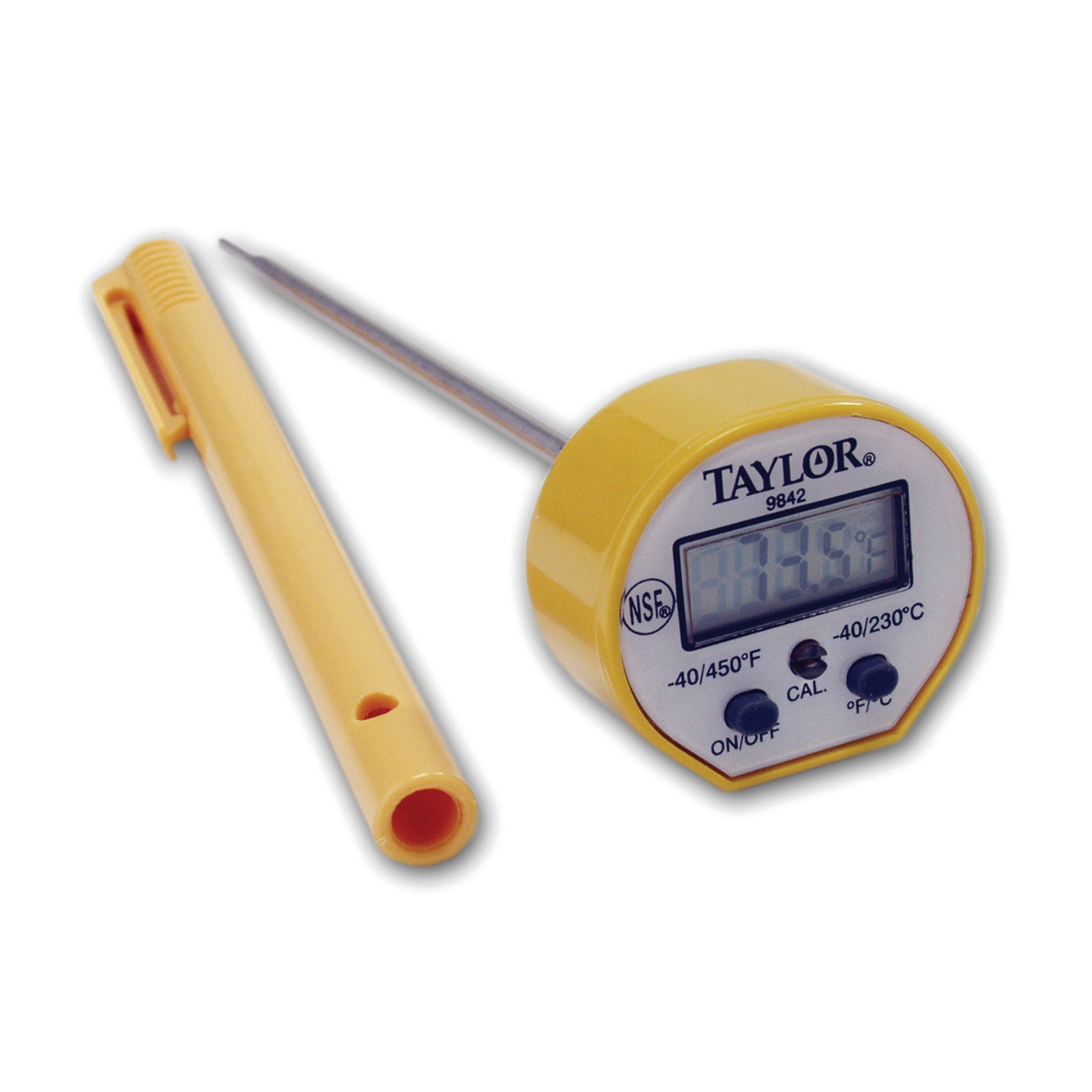 Waterproof Digital Pocket Thermometer with Case -40°F to 450°F for Cooking, Grilling, BBQ & Home Use - Yellow (Taylor Brand)