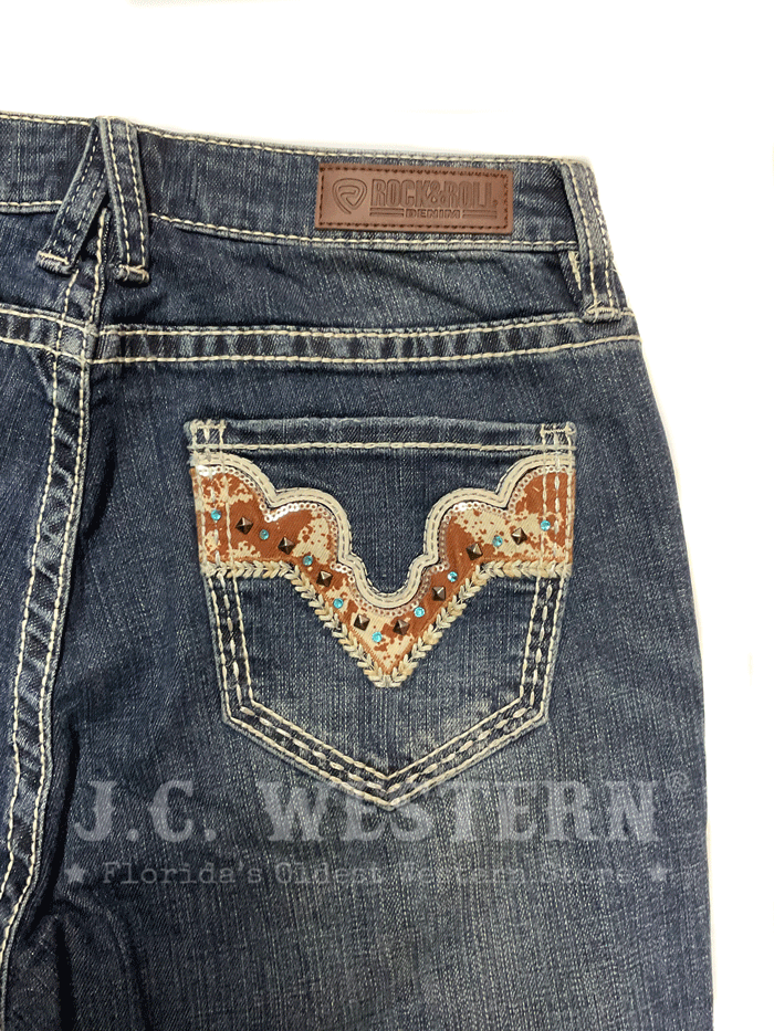 Vintage Dark Wash Women's Cowhide Bootcut Jeans - Mid Rise Rock & Roll Denim for Casual Wear & Night Out