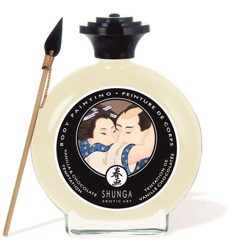 Shunga White Chocolate & Vanilla Body Paint - 1 oz Edible Sensual Massage Lotion for Couples, Romantic Nights & Intimate Play