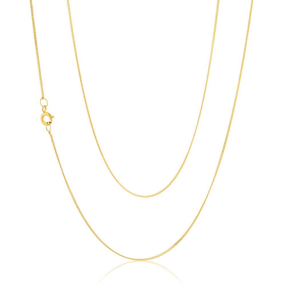 9ct Yellow Gold 45cm Curb Chain Necklace for Women - Elegant Layering Jewelry for Everyday Wear, Gifts & Special Occasions