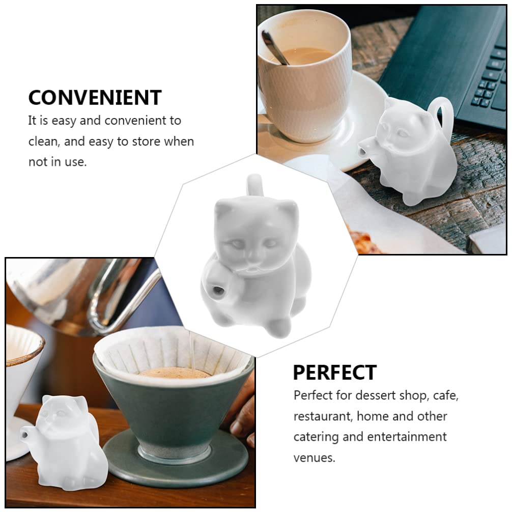 Cute Cat-Shaped Ceramic Creamer Pitcher Set - 2Pcs 50ml Milk Jug & Oil Vinegar Dispenser for Coffee, Tea, Soy Sauce - Perfect for Home, Cafe, and Kitchen Decor