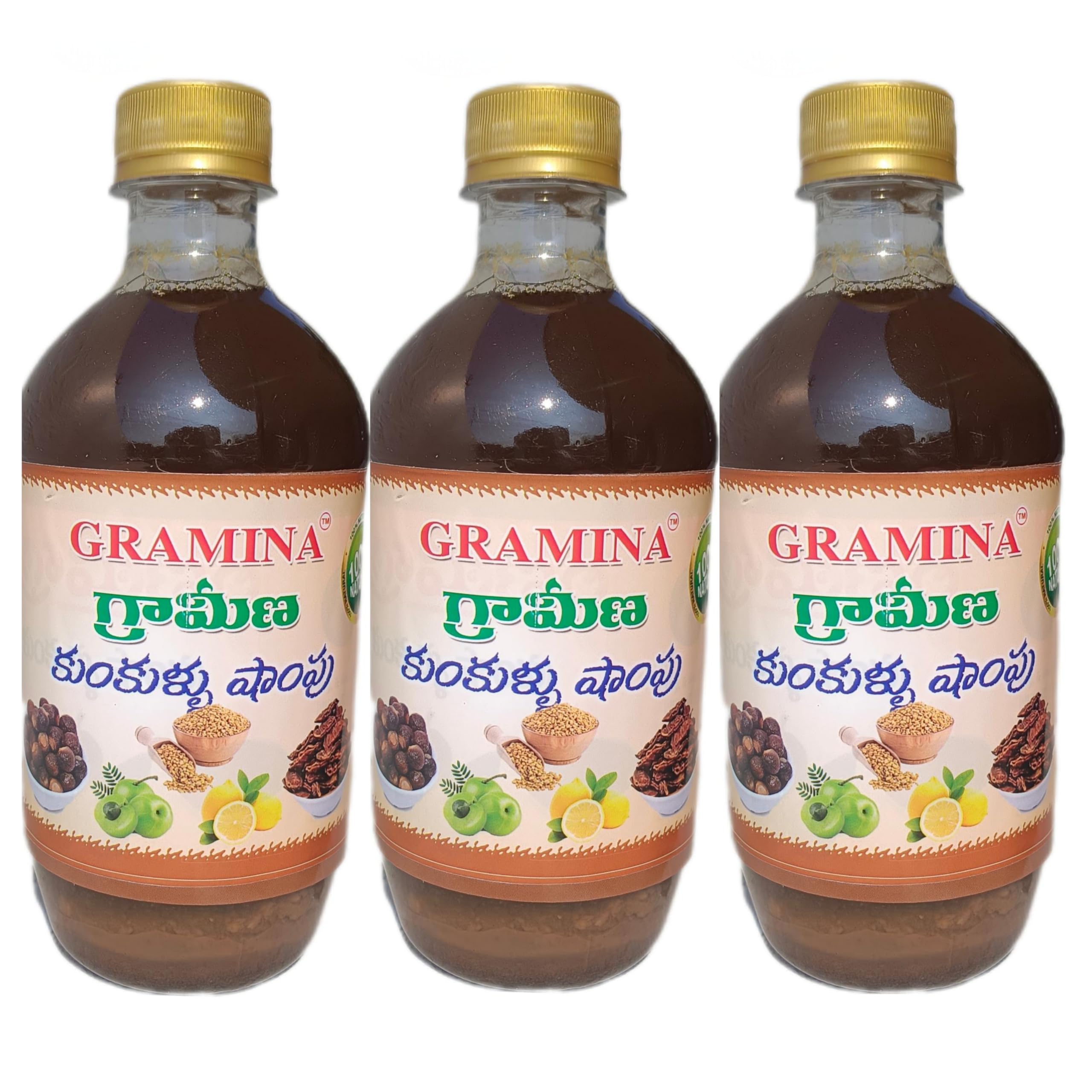 Gramina Rosemary Soapnut Shampoo 450ml (Pack of 3) - Natural Hair Care for Dry Scalp & Dandruff | Gentle Cleansing for All Hair Types | Perfect for Daily Use & Travel