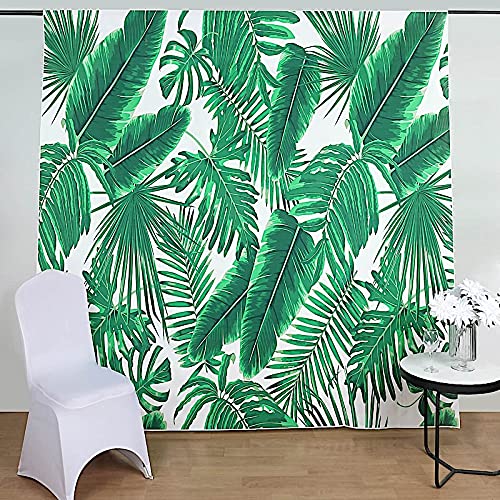 8 ft Vinyl Photography Backdrop Tropical Leaves Printed - Wedding Reception Party Decor, Baby Shower, Birthday, Bridal Shower Background