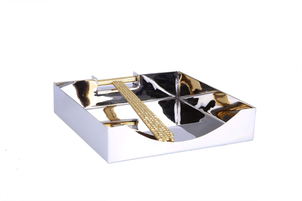 Stainless Steel Square Napkin Holder with Mosaic Design - Elegant Tableware for Dining Room, Kitchen, and Restaurant Decor