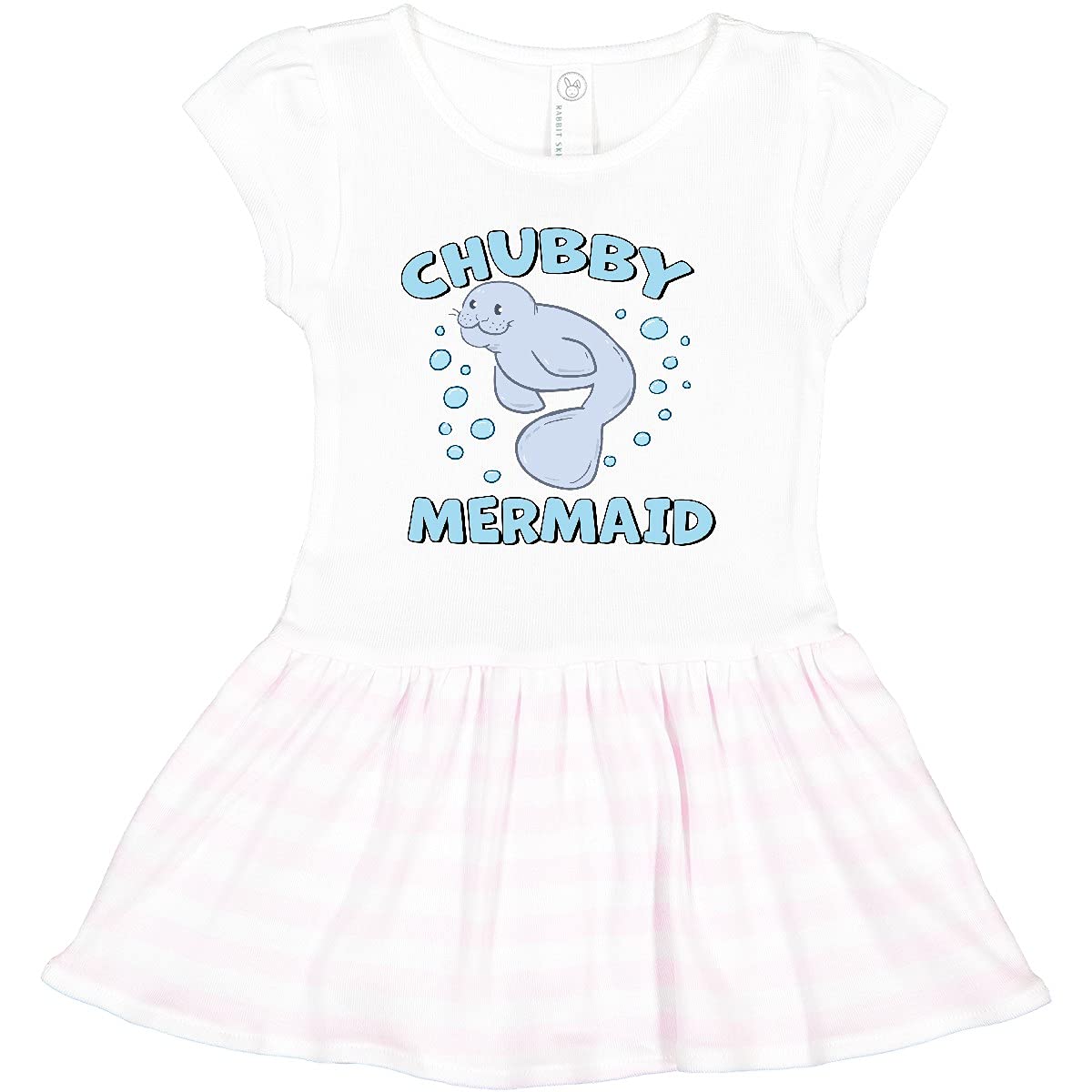 Inktastic Chubby Mermaid with Cute Manatee and Bubbles Toddler Girls Dress - Adorable Sea Creature Themed Outfit for Beach Parties, Birthday Celebrations & Summer Playdates