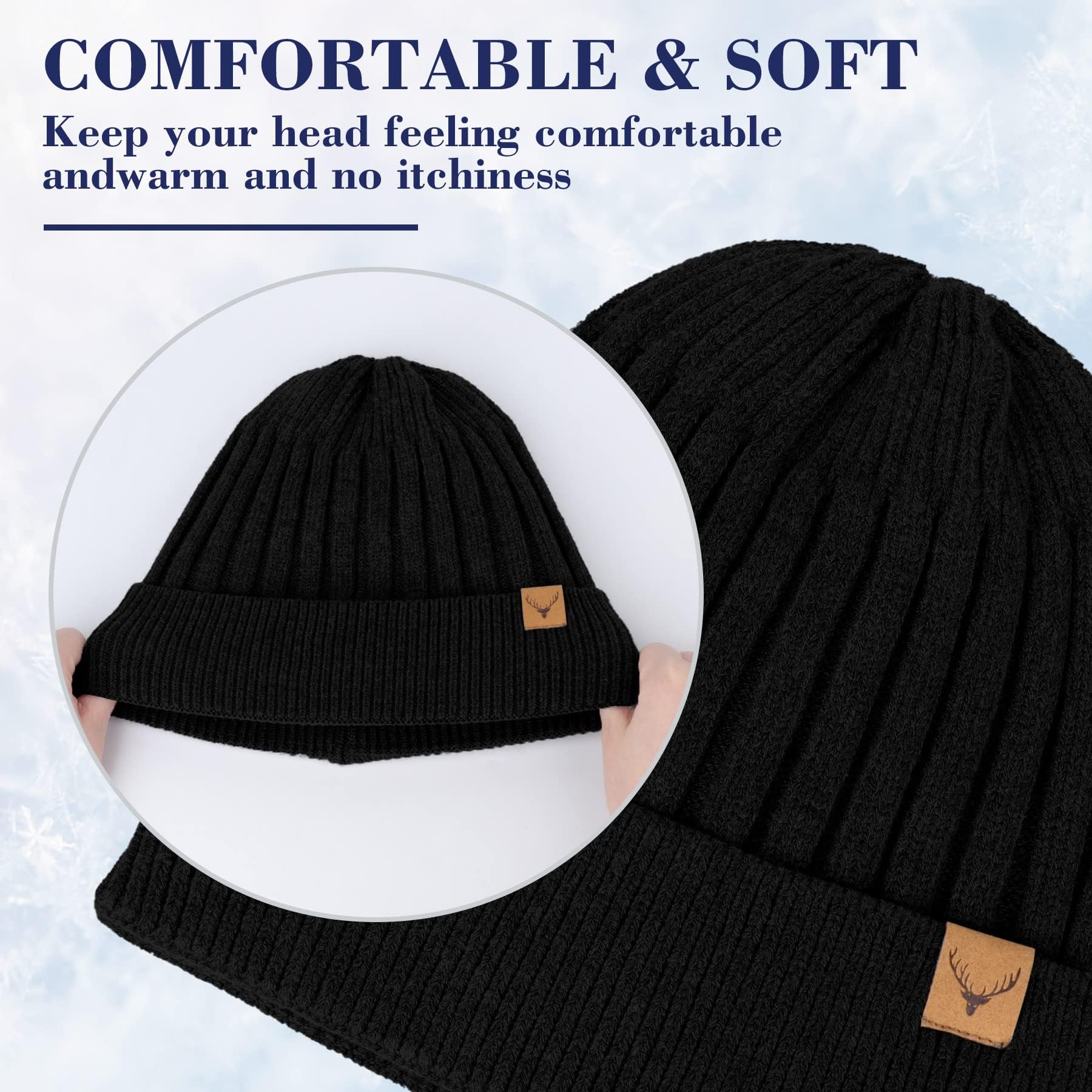 NEOLA Men's Thermal Winter Beanie Hat - Soft Knitted Trawler Cap with Cuff, Warm Fleece Lined Skull Cap for Cold Weather - Perfect for Skiing, Snowboarding & Outdoor Activities