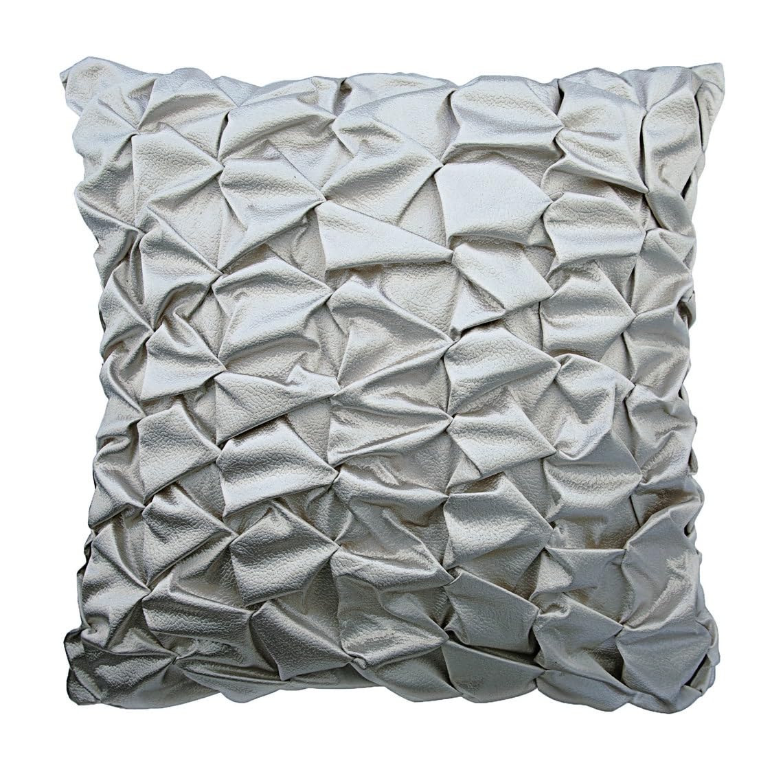 Premium Faux Leather Euro Pillow Sham 26x26 Inches - Decorative Silver European Pillow Cover for Sofa & Bed - Modern Solid Color Design for Living Room, Bedroom & Easter Decor
