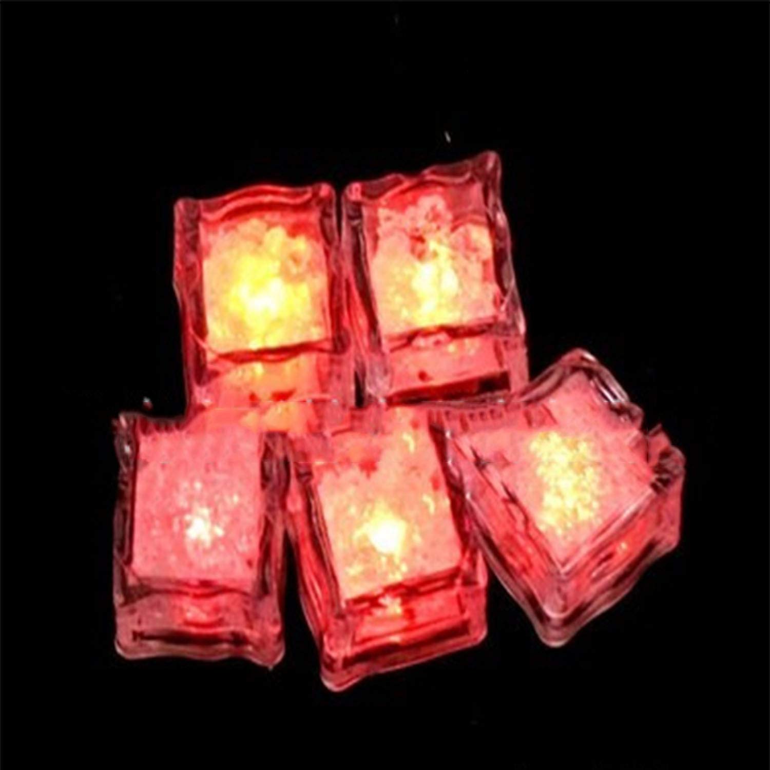 12Pcs MODOAO LED Light Up Ice Cubes - Multi-Color Glowing Ice Cubes for Drinks | Perfect for Christmas Parties, Weddings, Bars & Champagne Towers | Reusable & Waterproof (Red)