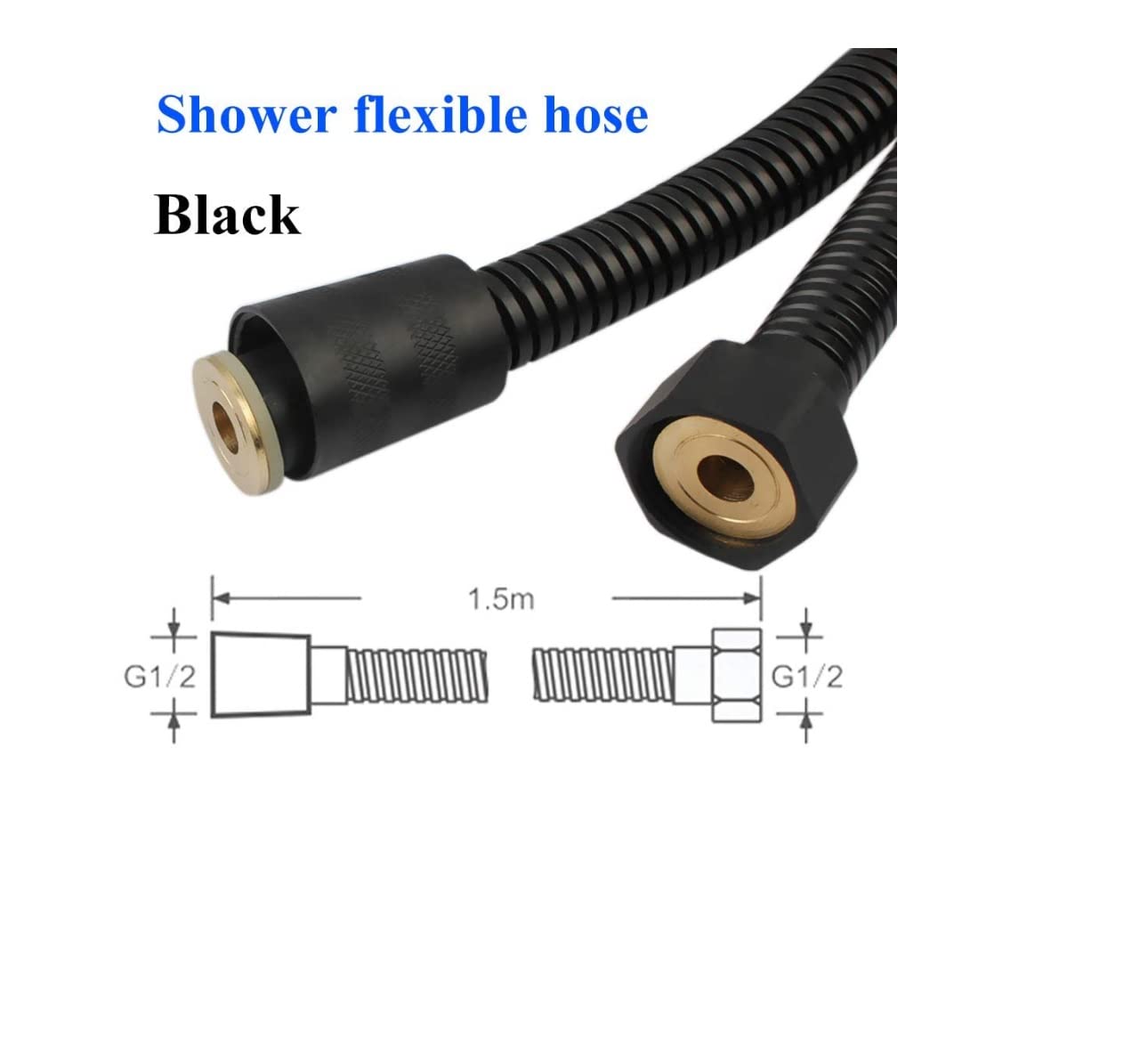 1.5M Universal Shower Head with High Pressure Square Thin Rain Shower, Water Saving Handheld Shower for Bathroom, Spa, and Home Use