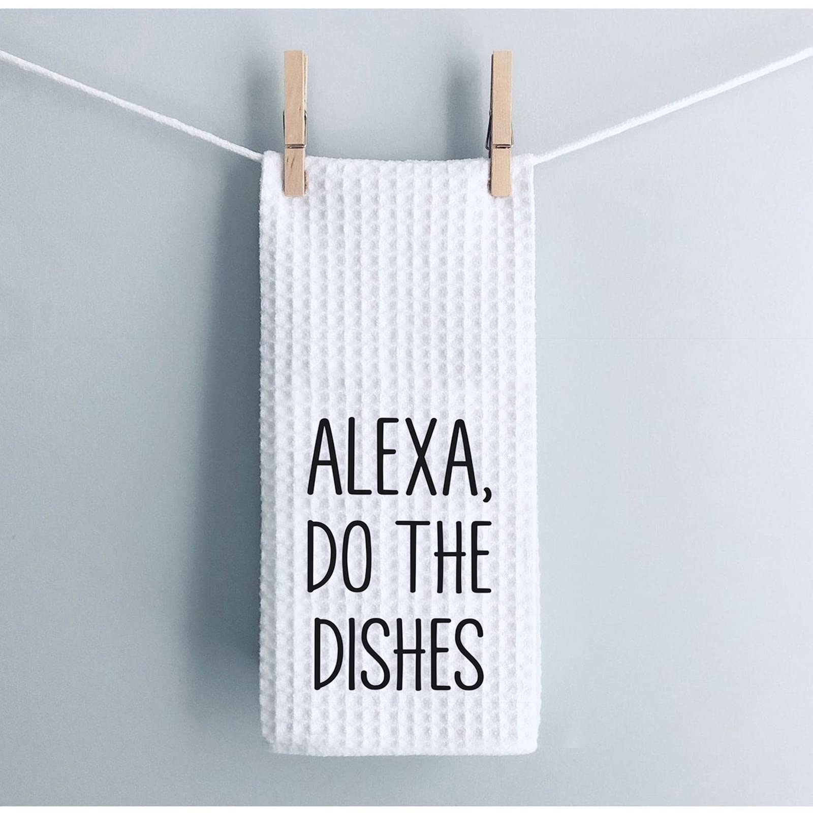 Funny Kitchen Towel with Alexa Do The Dishes Print - Unique Housewarming & Hostess Gift for Coffee Lovers - Perfect for Kitchen Decor, Parties & Gag Gifts