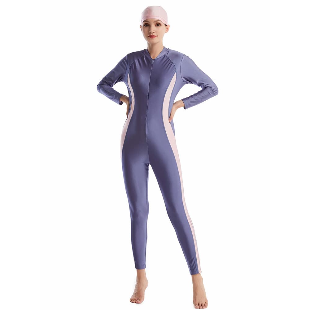 Women's Modest Muslim Burkini Swimwear - Long Sleeve One Piece Rash Guard Swimsuit with Leg Coverage | UV Protection for Beach, Pool & Water Sports