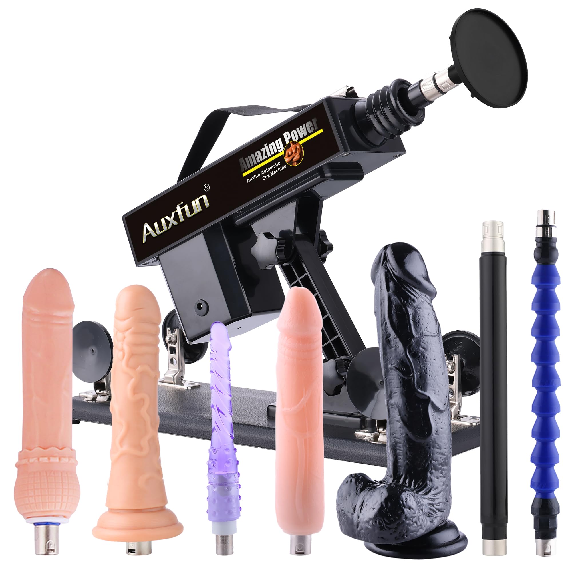 AUXFUN Automatic Thrusting Sex Machine with Suction Cup - 8 Attachments for Couples, Male & Female - Powerful Fucking Machine with 3 XLR Connectors - Perfect for Bedroom Use, Adult Play & Spicing Up Relationships