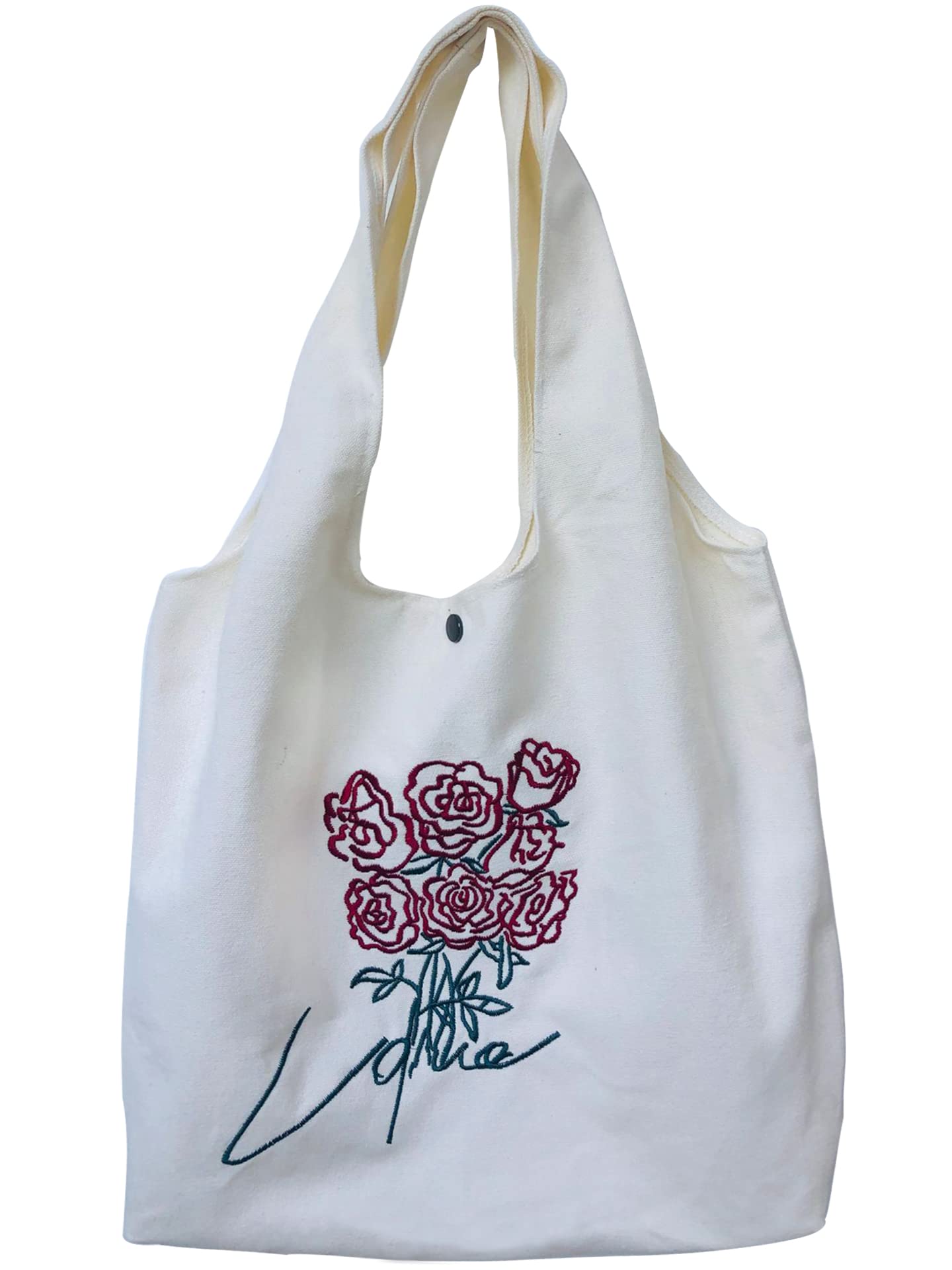 Floral Canvas Tote Bag for Women - Large Capacity Botanical Shopping Bag with Aesthetic Flower Design - Perfect for Groceries, Beach, Work & Daily Use
