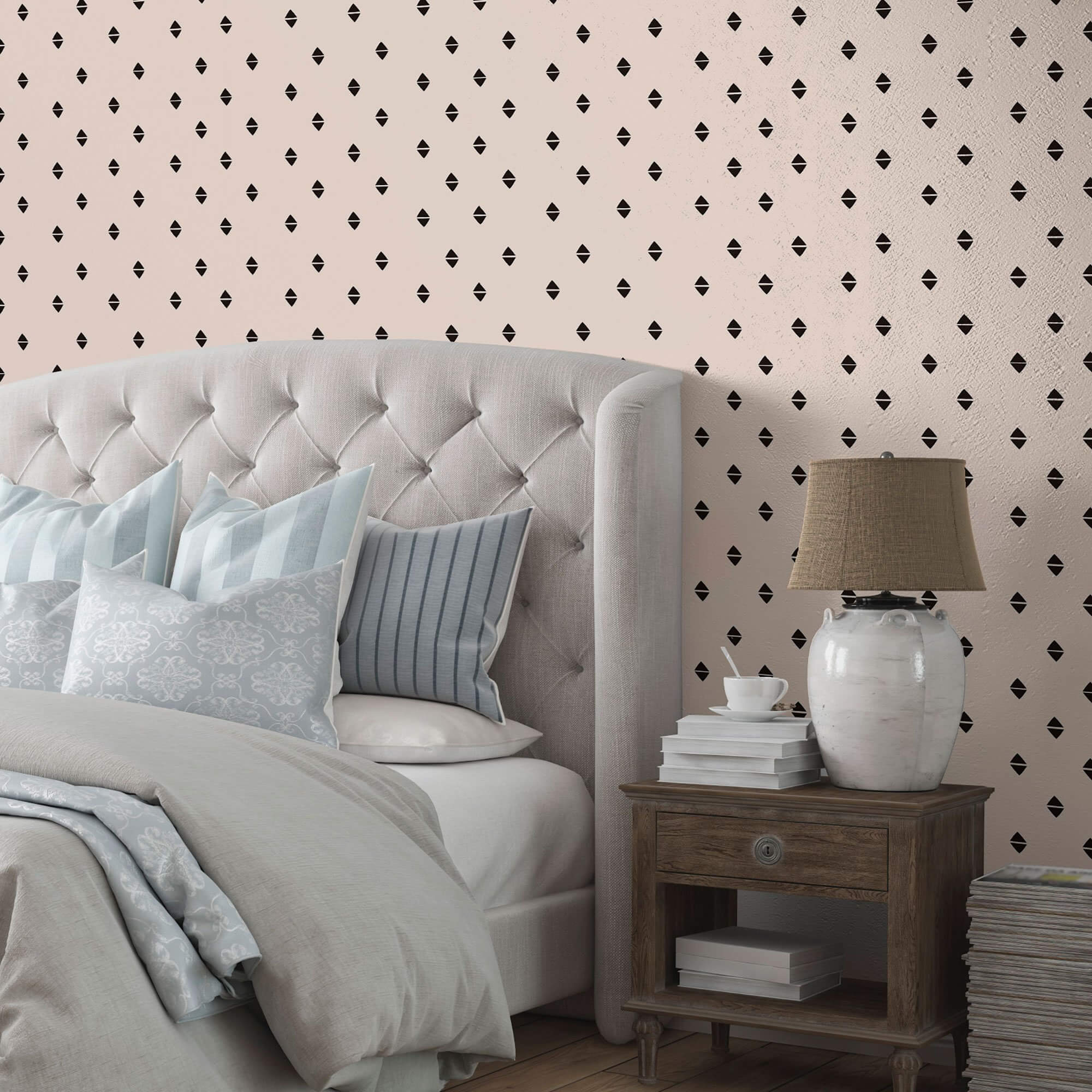 Tan and Black Geometric Peel and Stick Removable Wallpaper for Teens - Self-Adhesive Decorative Wall Covering for Bedrooms, Dorm Rooms & Home Decor