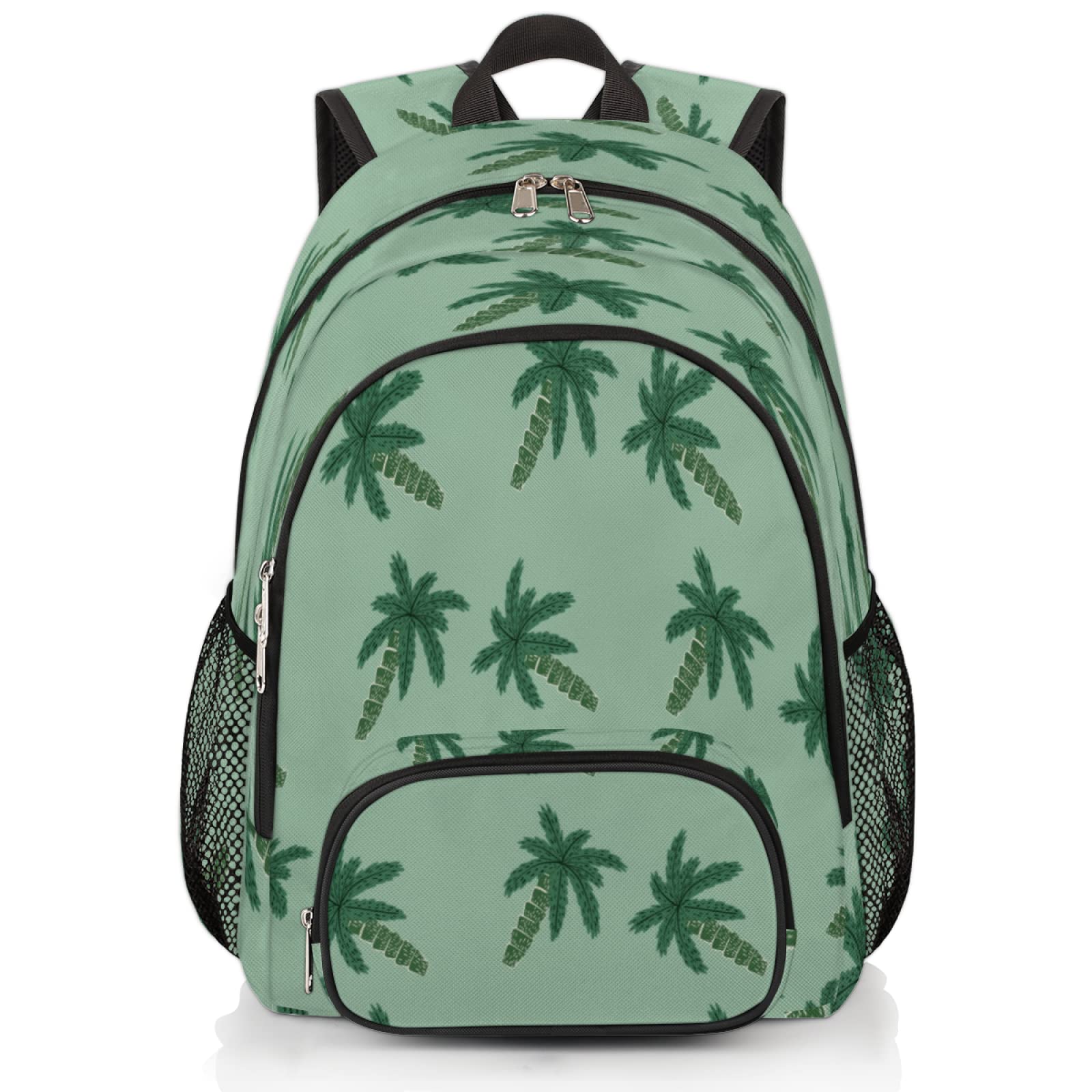 Waterproof Travel Laptop Backpack with USB Port - 17 Inch Laptop Compartment & Multiple Pockets - Lightweight College Bookbag for School, Work & Outdoor Adventures - Coconut Tree Design Casual Daypack