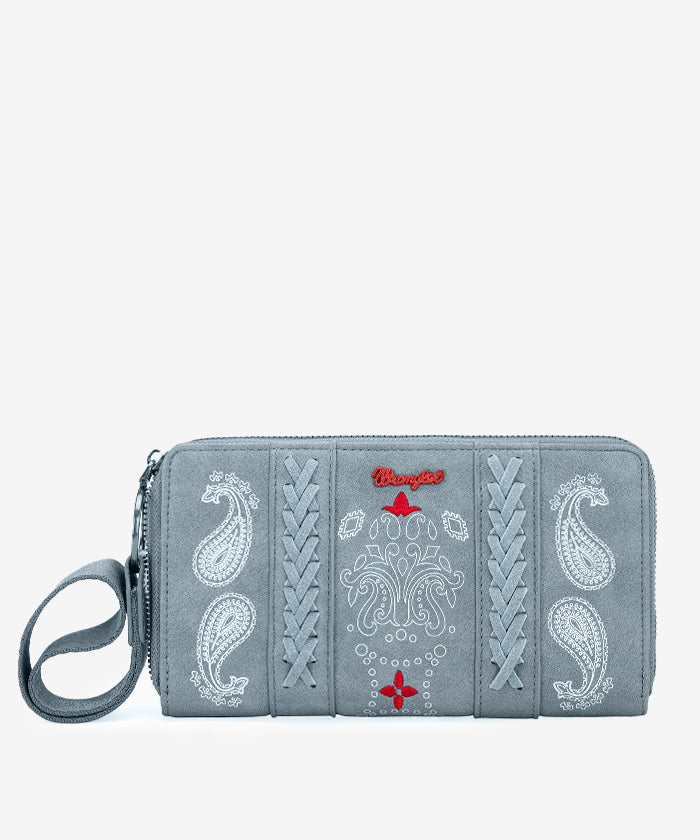 Wrangler Bandana Whipstitch Wristlet Purse - Stylish Western Crossbody Bag for Women, Perfect for Concerts, Festivals & Everyday Use
