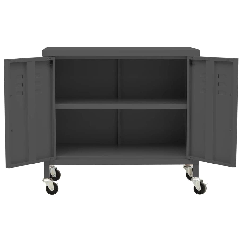 Steel Storage Cabinet with Double Doors & Wheels - 23.6