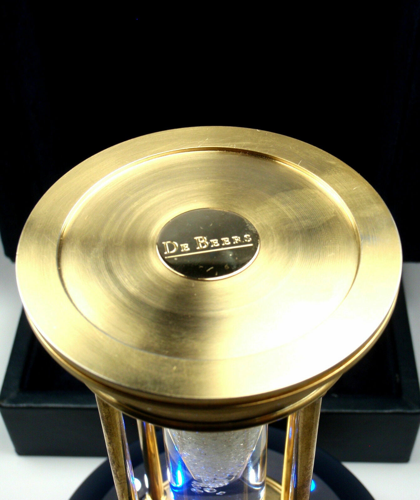 Exclusive De Beers Millennium 2000 Diamond Brass Hourglass - Rare Collectible Luxury Timepiece for Home Decor & Anniversary Gifts
