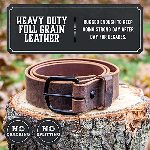 Main Street Forge The Bootlegger Leather Belt for Men – Genuine Full Grain Leather, Handcrafted in USA – Perfect for Casual Wear, Work & Outdoor Activities