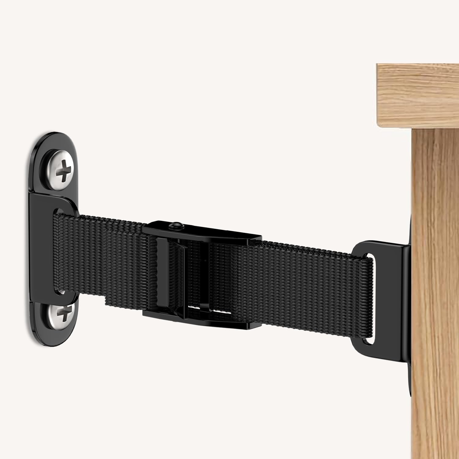 OKE Heavy Duty Anti-Tip Furniture Anchors (2 Sets) - Adjustable Earthquake Straps for Baby Proofing & Home Safety - Secure Dressers, Bookshelves & Cabinets - Black
