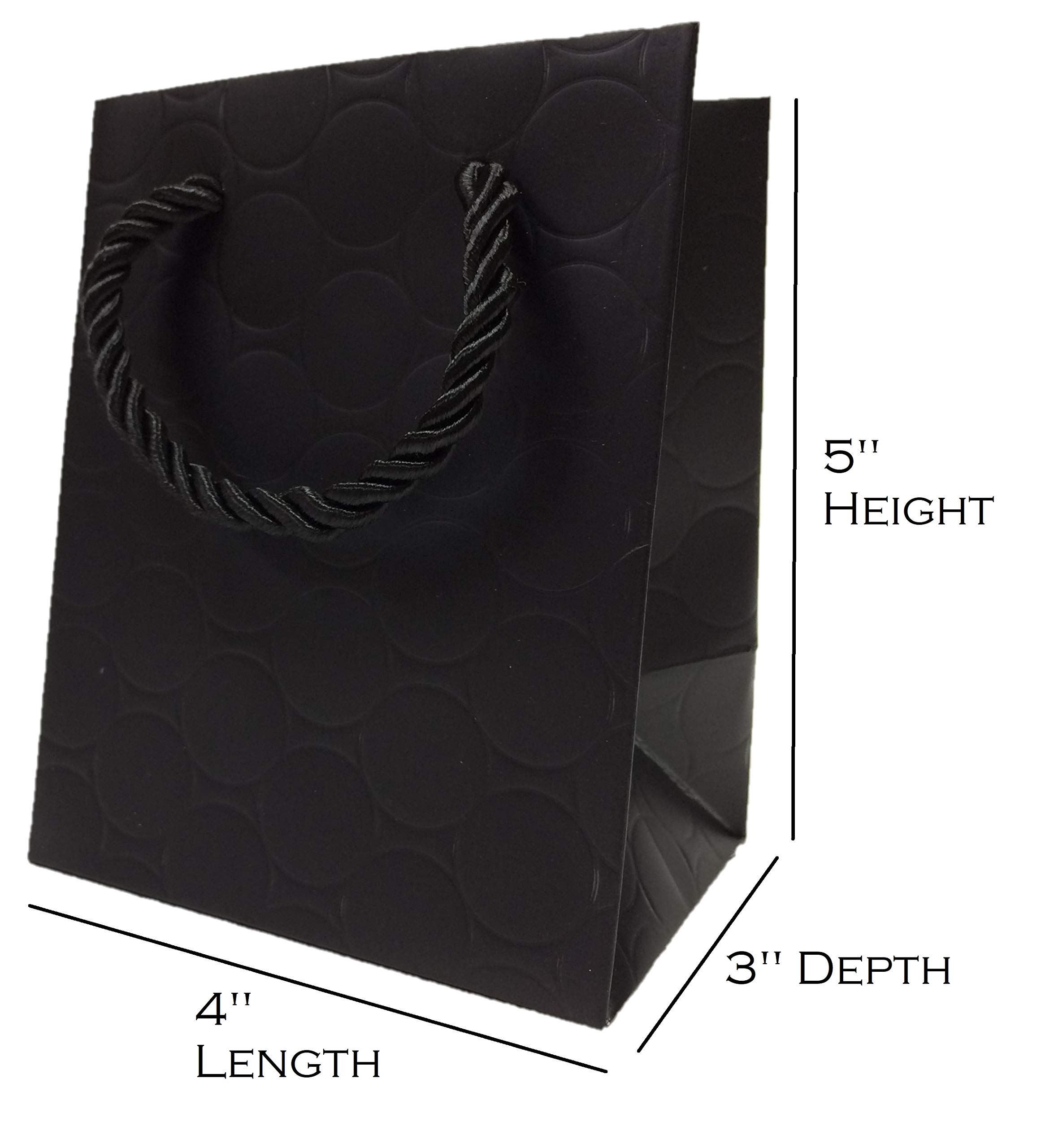 Premium Small Black Gift Bags Bulk with Luxury Handles - 4x3x5 Inches (144 Pack) - Elegant Embossed Paper Shopping Bags for Jewelry, Party Favors, Wedding Gifts & Merchandise Display - Perfect for Retail Packaging, Birthday Parties & Special Events