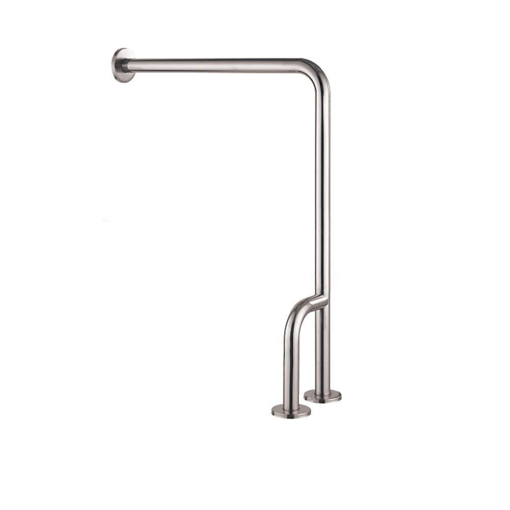 Stainless Steel Bathroom Grab Bar for Elderly & Disabled - Wall to Floor Safety Support Rail with Outrigger - Toilet Balance Handrail (55x70 cm) - Ideal for Bathroom Safety, Fall Prevention & Mobility Assistance