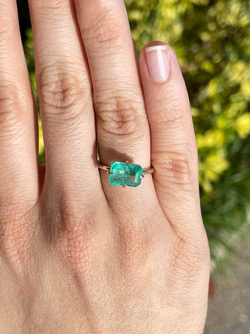2.86 Carat Emerald Cut Solitaire 14K Gold Engagement Ring for Women - Four Prong Setting, Wedding Proposal, Anniversary Gift, Bridal Jewelry