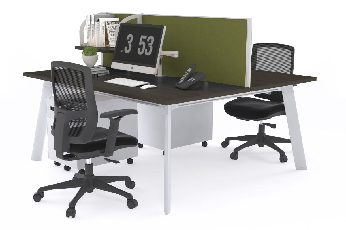 2 Person Workstation with White Frame - 1400L x 700W - Ideal for Office, Home Office & Collaborative Workspaces