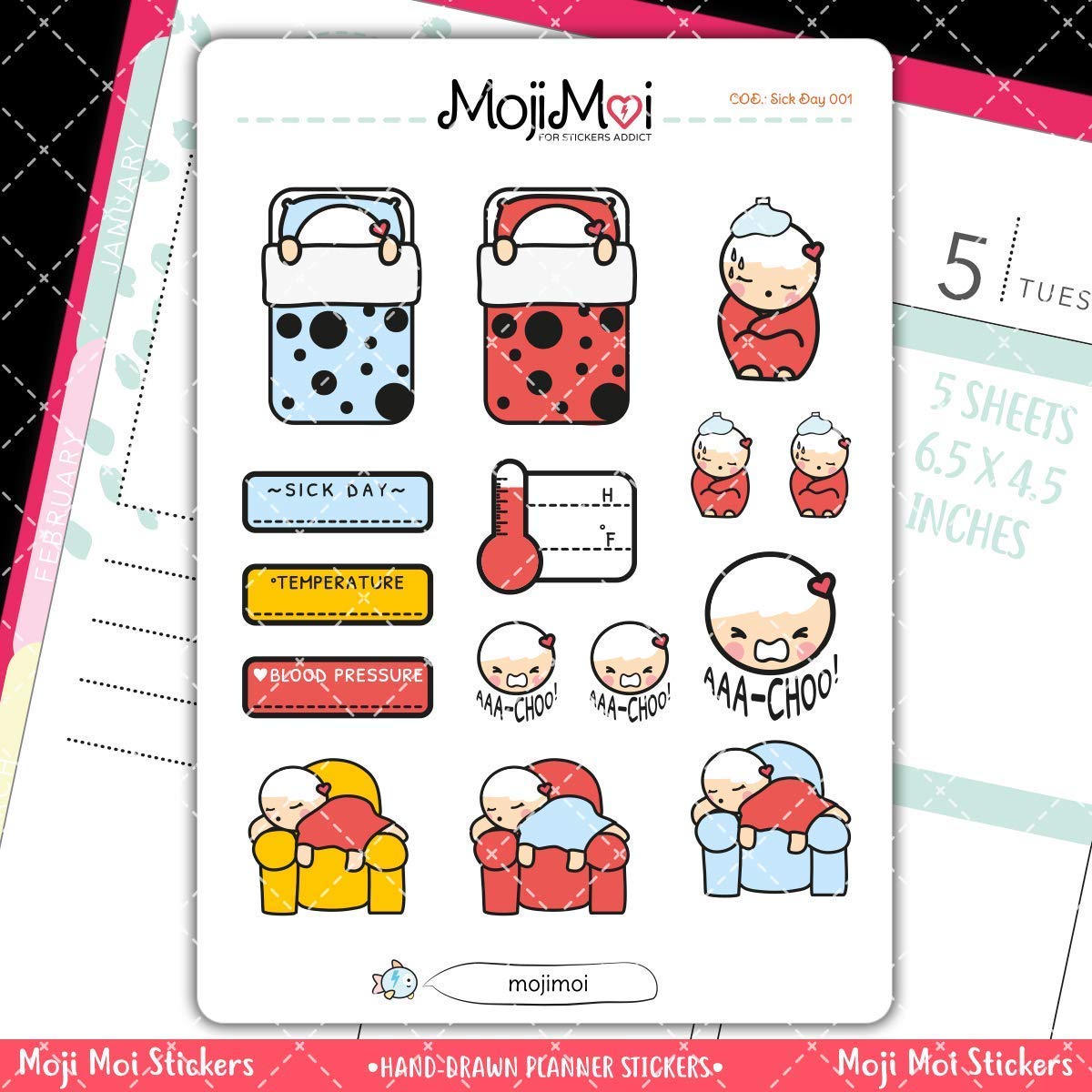 Decorative Planner Stickers for Life Planner, Happy Planner, Erin Condren & Kikki K - Cute Kawaii Stickers for ECLP, Bullet Journaling, Scrapbooking & DIY Craft Projects