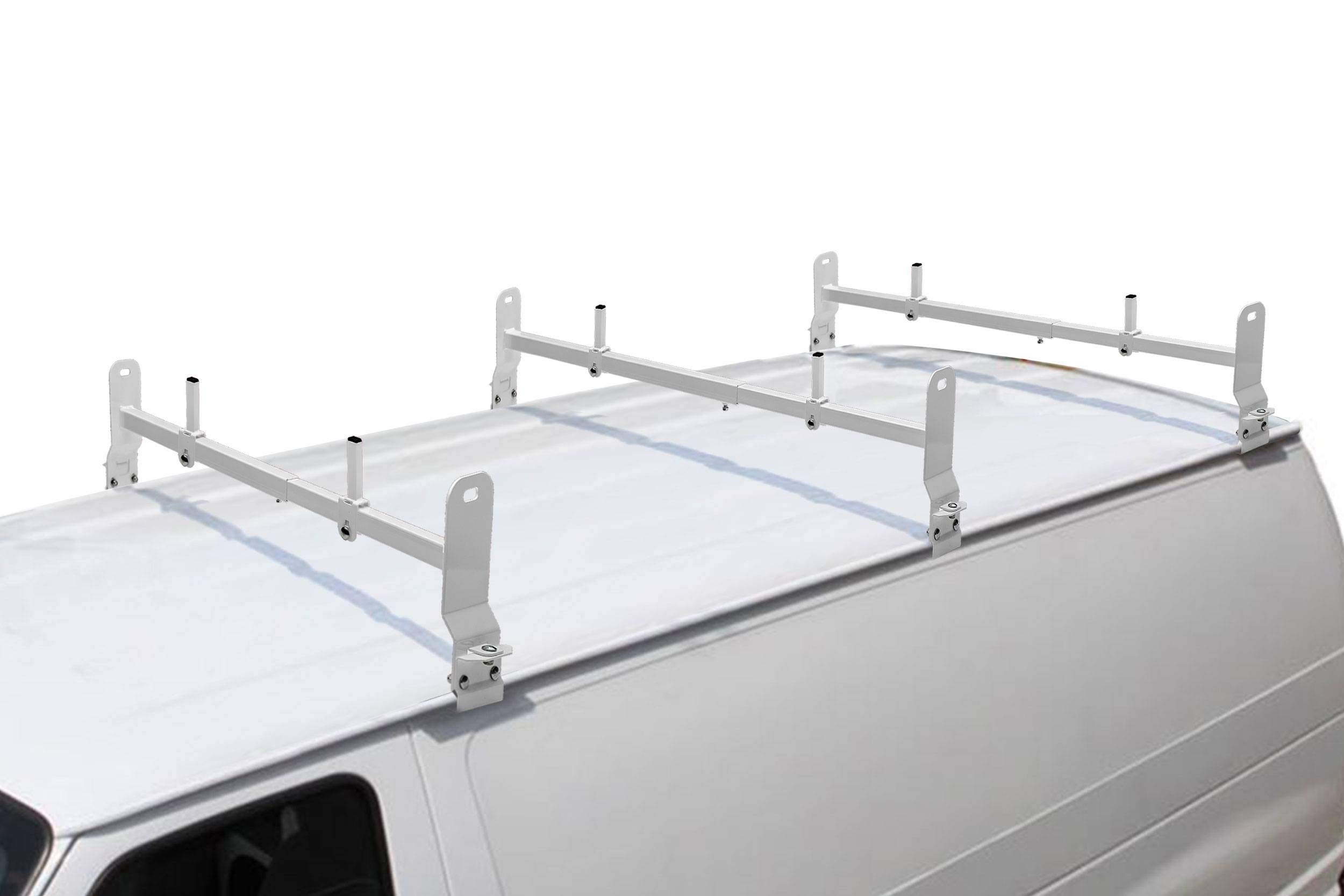 White 3-Piece Van Rack - Clamp-On Installation for Cargo Organization